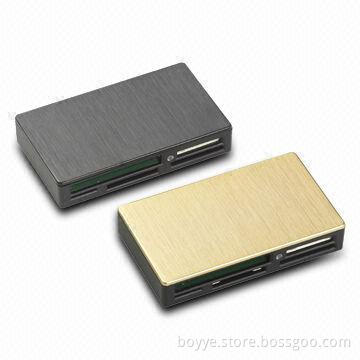 USB 2.0 Multiple Card Reader with Aluminum Metal Cover and LED Indicators
